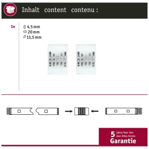 Paulmann MaxLED Clip-Verbinder, weiß, zum Verbinden von LED-Streifen.