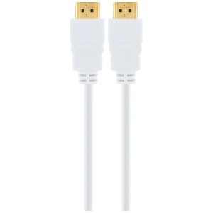 Weißes Schwaiger HDMI-Kabel, 3 m, mit vergoldeten Anschlüssen für Audio & Video.