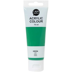 Tube I Am Creative Acrylfarbe Grün, 75 ml. Ideal zum Malen und Basteln.