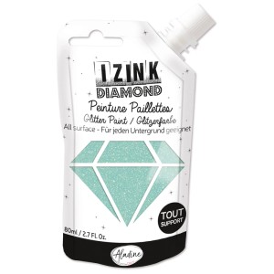 Aladine Diamond Pastellgrün Glitzerfarbe (80ml) in Quetschflasche für Malzubehör.