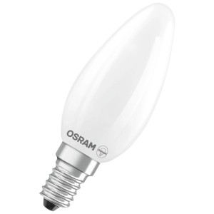 Osram LED-Leuchtmittel B40, E14, 4000K, 4W, 2er-Pack. Weißes Glas, Kerzenform.