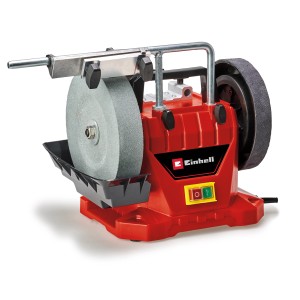 Einhell TC-WG 200 affûteuse à eau : Affûteuse rouge avec meule et réservoir d'eau.