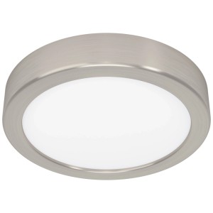Runde Eglo LED-Deckenleuchte Fueva 6 in Nickel-Optik, Ø 16,5 cm.