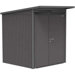 Abri de jardin Biohort AvantGarde, gris foncé, taille A1. Abri en métal avec toit monopente et double porte.