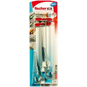 Fischer DuoTec 12 RH K tassello basculante, 2 pezzi, con ganci e viti per fissaggi sicuri.