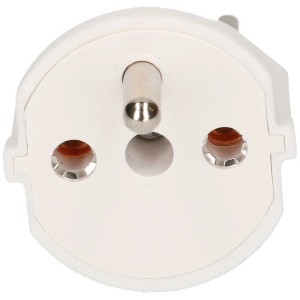 Adaptateur fixe blanc Max Hauri T23/Schuko, 3 pôles pour une utilisation permanente.