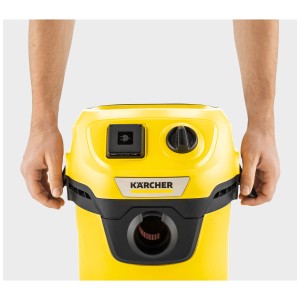 Aspirateur eau et poussière Kärcher WD 3 P V-17/6/20 jaune avec prise et poignée.