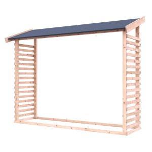 Karibu legnaia in abete naturale con tetto per stoccaggio a secco.