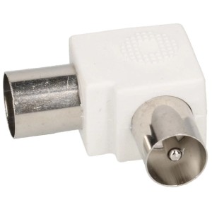 Adattatore antenna Schwaiger a 90° bianco per cavi antenna.