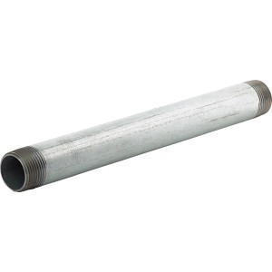 Raccordo in ghisa malleabile zincata, 33,3 mm x 300 mm, con filettatura maschio per tubi.