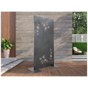 Nouvel Paravent Hedera, anthrazitfarbener Metall-Sichtschutz mit Blattmuster für Garten und Terrasse.