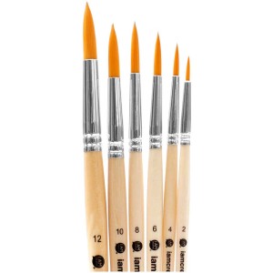 Set de pinceaux, 6 pinceaux ronds/pointus de différentes tailles pour les fournitures d'art.