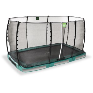 Trampolino interrato verde EXIT Allure Classic 214x366 cm con rete di sicurezza.