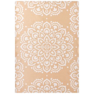 Beliani Outdoor-Teppich Karwar, 160x230 cm, mit Mandala-Muster in Beige und Weiß.