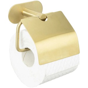 Wenko Porta carta igienica Orea Gold con coperchio e montaggio a parete Turbo-Loc.