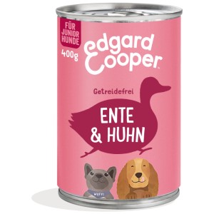 Barattolo di cibo umido per cuccioli Edgard & Cooper con anatra e pollo, 400g.