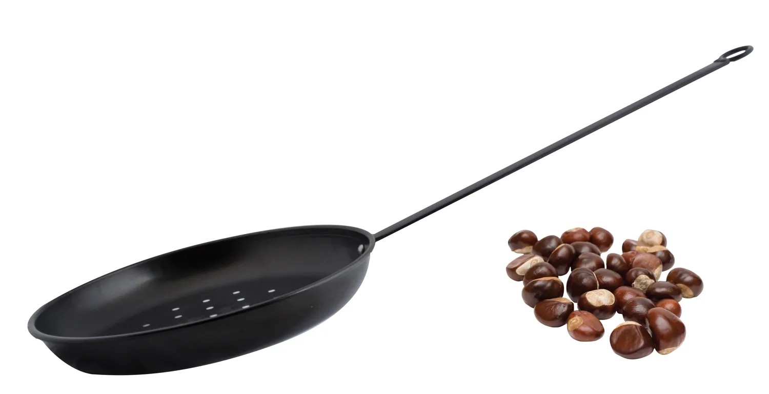 Padella per arrosto con finitura maculata nera, antiaderente, per barbecue, arrosto, con coperchio, per patate dolci arrostite, castagne, copertura in ferro, 26 cm