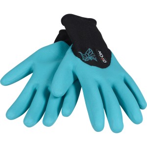 Guanti da giardinaggio turchesi e neri OX-ON Garden Basic 5000, taglia 07. Abbigliamento da giardino per il massimo comfort.