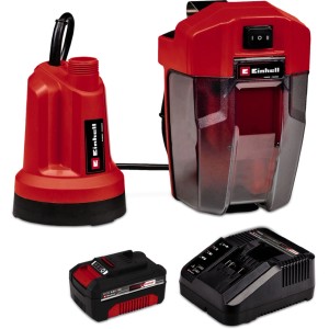 Pompa acqua chiara a batteria Einhell GE-SP 18 LL Li rossa con batteria e caricabatterie. Set per uso mobile.
