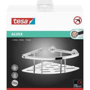 Mensola angolare Tesa Aluxx, cromata, in alluminio. Mensola bagno per montaggio a parete senza forare.