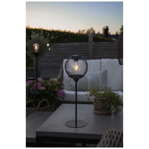 Schwarze LED Solar Tischleuchte Sunlight-Table, 46 cm hoch, warmweisses Licht, für den Aussenbereich.