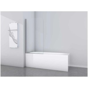 Paroi de baignoire Aurlane Silver Classic, 1 volet, chrome, 80x140 cm, montée sur baignoire.