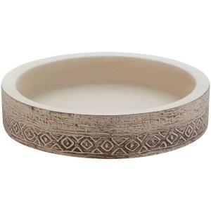 Portasapone Diaqua Etosha in cemento marrone con motivo etnico per bagno e WC.