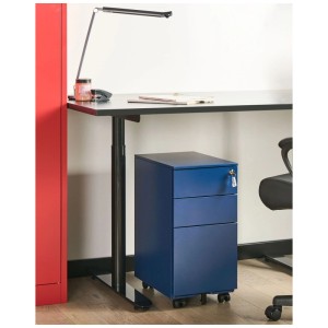 Beliani Armoire de bureau Bolsena avec roulettes bleue 60 x 30 x 45 cm