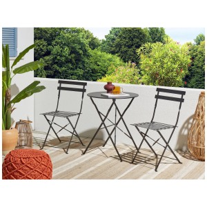 Ensemble bistro Beliani Fiori en métal noir pour balcon ou terrasse.