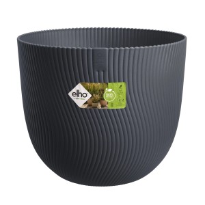 Vaso per fiori nero Elho Sereh, Ø 25 cm, con superficie a coste. Ideale per fiori e piante.