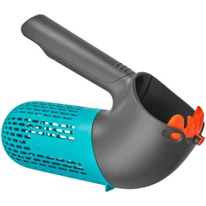 Set completo Gardena Combisystem raccoglifrutta con cesto di raccolta e pettine.