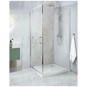 Beliani Cabine de douche Darli en verre transparent et argenté 185 x 90 x 90 cm