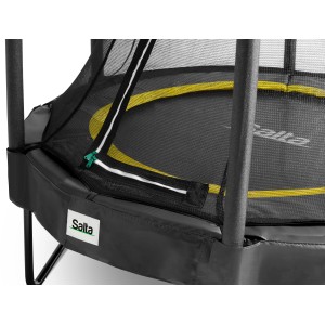 Dettaglio: Trampolino Salta Comfort nero (ø 153 cm) con rete di sicurezza.