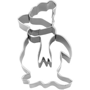 Edelstahl Ausstechform Weihnachtspinguin 6 cm mit Mütze und Schal. Küchenhelfer für Kekse.