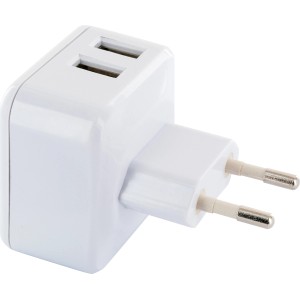 Adaptateur de charge USB Schwaiger pour prise avec 2 ports USB, blanc.