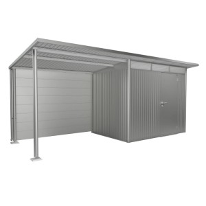 Panneau arrière Biohort pour toit latéral AvantGarde taille L, argent métallisé, comme protection contre les intempéries pour abri de jardin.