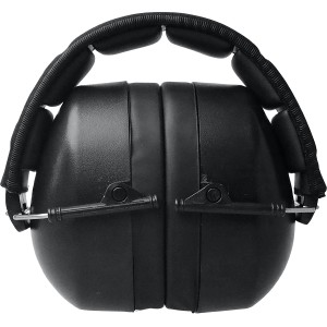 Casque antibruit noir LUX, SNR 30 dB, pliable pour sac à outils.