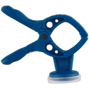 Morsetto a molla blu Wolfcraft microfix MINI 15 con magnete per casa e hobby.