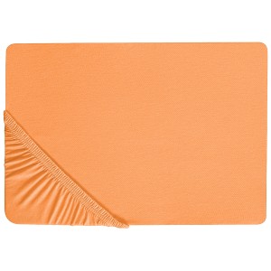 Lenzuolo con angoli arancione in cotone 160x200 cm per materassi queen size.