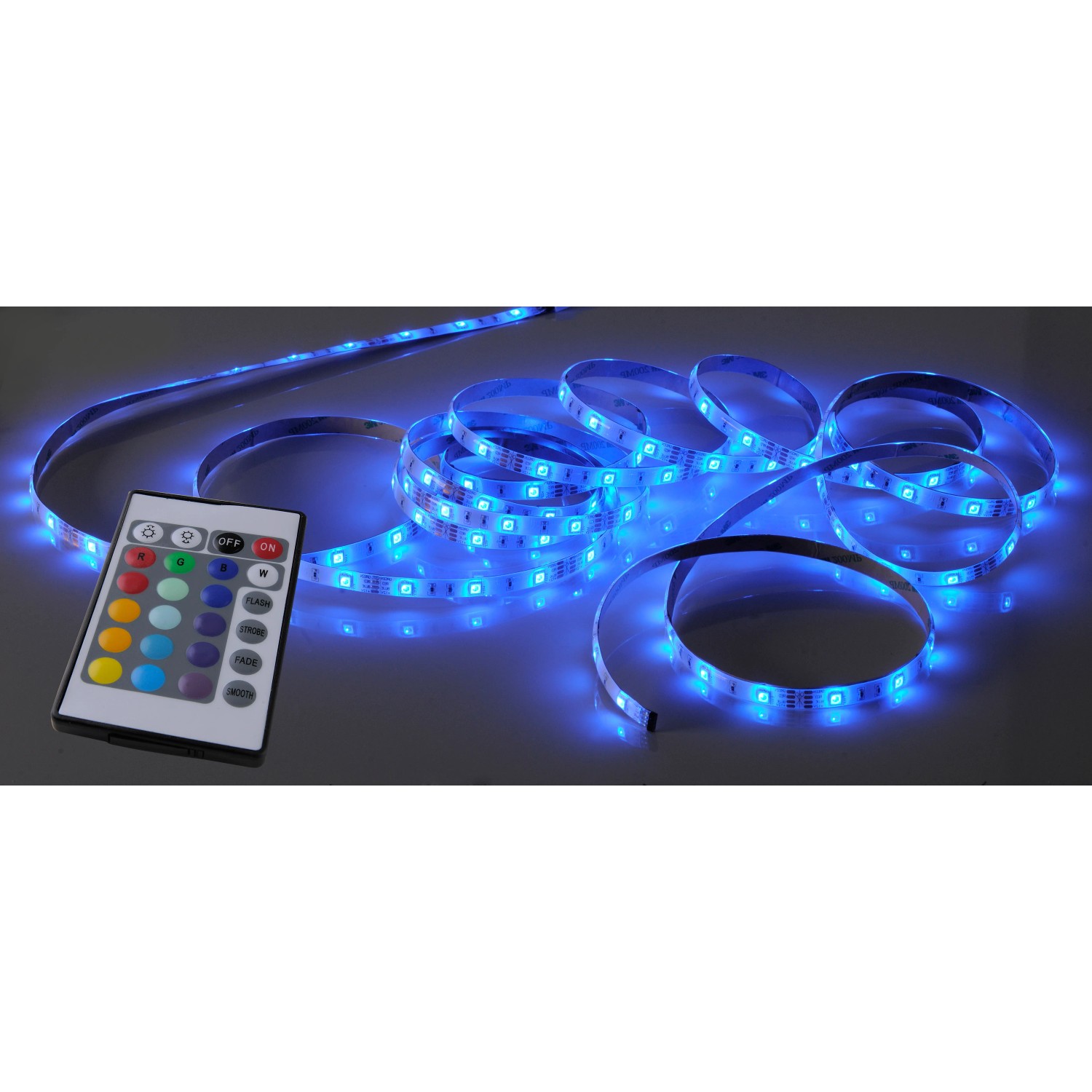 Bandeau LED RGB Autocollant 5 Mètres - Alimentation USB 5V + Télécommande + Bluetooth - Multicolore