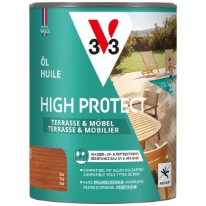 Dose V33 Holzöl High Protect Teak 750ml für Gartenmöbel und Holzterrassen.