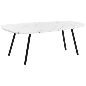Tavolino da caffè Biddle bianco effetto marmo con gambe in metallo nero, 40x60x110 cm.