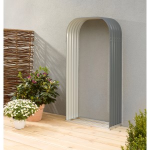 Vitavia Ardor 401 haut, range-bûches en granit, 200x99x40 cm. Design moderne pour le stockage du bois de chauffage en extérieur.