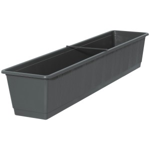 Jardinière standard anthracite, 79 cm de long, avec structure en bois.