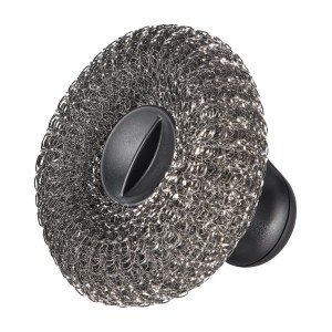 Spazzola rotonda per griglia Enders in acciaio inox con manico nero per pulire le griglie.