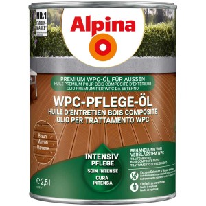 Dose Alpina WPC-Pflege-Öl Braun 2,5l für Holzpflege im Außenbereich.