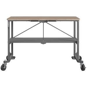 Banco da lavoro pieghevole Cosco con telaio in acciaio, piano in MDF e ruote. Ideale per officina e hobby.