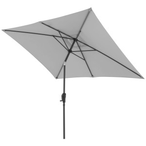 Doppler Kurbelschirm Life, hellgrau, rechteckig, mit Knickfunktion und Kurbel. Ideal als Balkonschirm für Sonnenschutz.