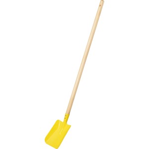 Pelle à sable jaune pour enfants avec manche en bois, 89,8 cm de long, pour le jardin.