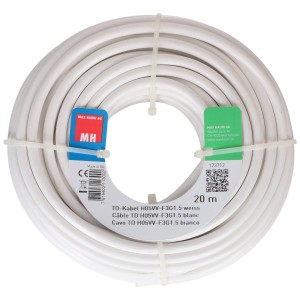Câble TD H05VV-F blanc, 3x1,5 mm², 20 m, enroulé.